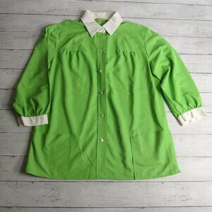 Barco California Vintage Women's Green Tunic Smock Top Size M L MCM Pockets USA